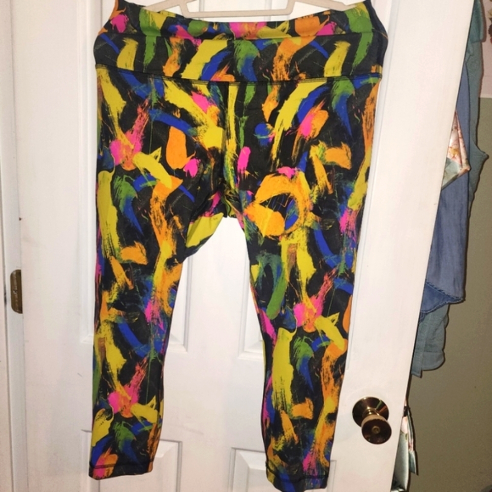 Lululemon Athletica Vibrant Yellow and Blue Leggings